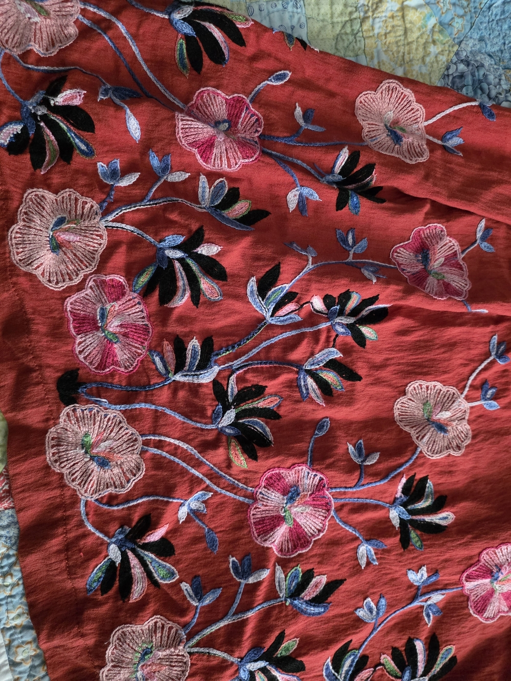 Rust Floral Embroidered Women’s Dress - Picture 3 of 6